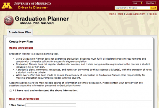 Graduation Planner home page