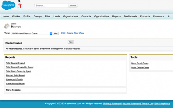 screenshot of the Cases Home page in Salesforce