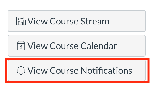stack of Canvas menu options with "View Course Notifications" highlighted