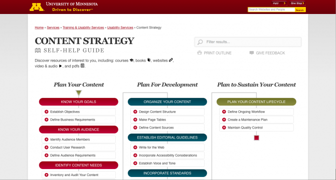 A screenshot of the Content Strategy Self-Help Guide