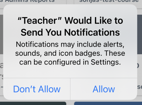 Choose Allow to authorize the Teacher app to send notifications