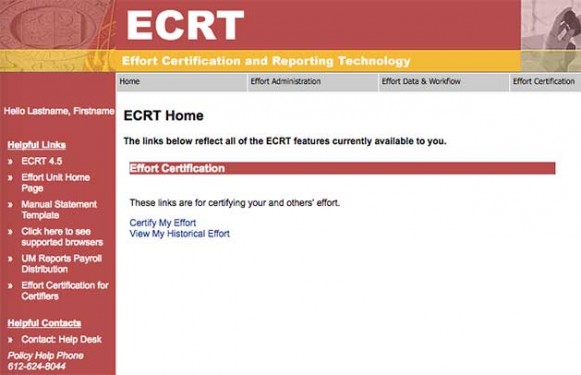 Effort Certification and Reporting Technology (ECRT) home page
