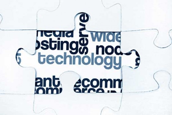 word technology uncovered behind a puzzle piece