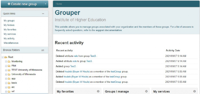 Grouper user interface