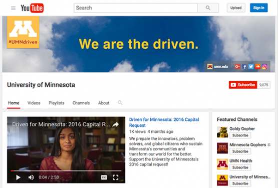 University of Minnesota YouTube channel