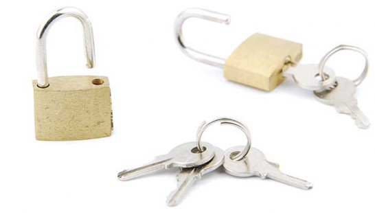 two open padlocks with keys