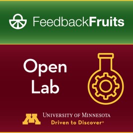 FeedbackFruits logo in upper left corner, icon of lab beaker with a gear inside, next to the ‘Open Lab’