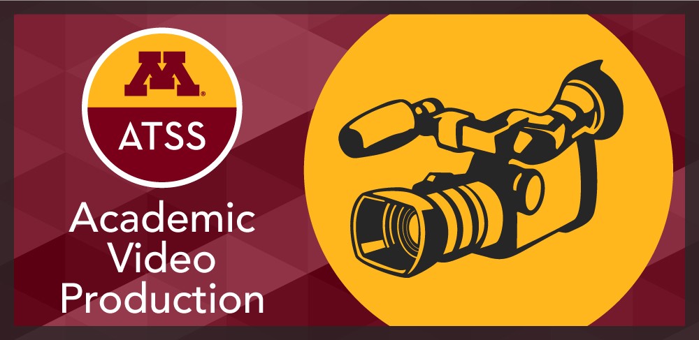 Video camera in a gold circle next to text "Academic Video Production"