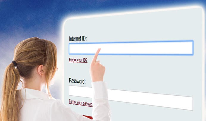 woman pointing at field for entering an Internet ID