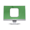 Green computer with a square on screen 
