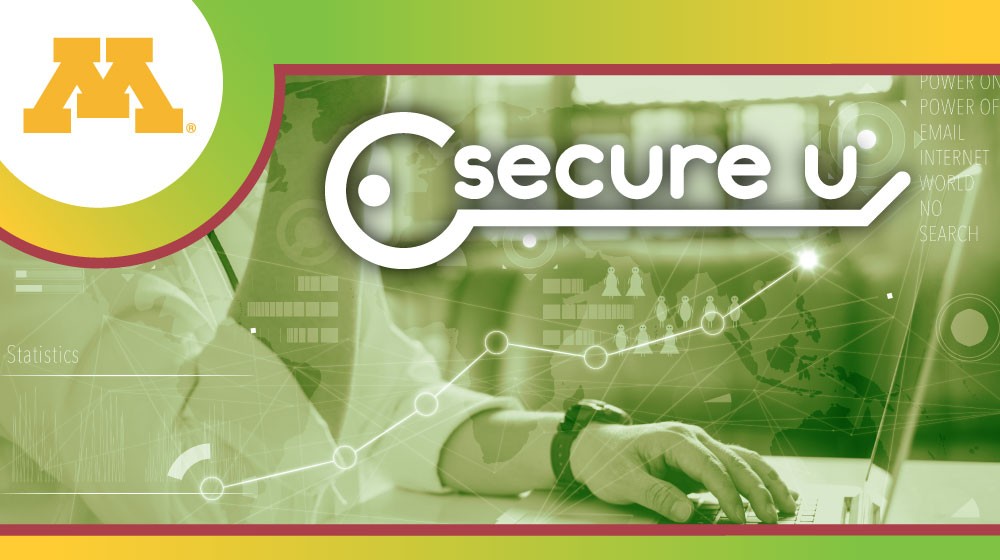 Secure U graphic with a map background