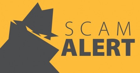 Mysterious detective figure with the words scam alert