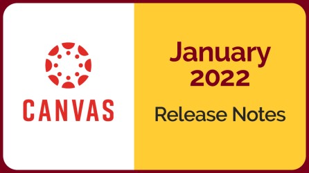 Canvas logo on white field, next to a gold field with text January 2022 Release notes