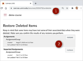 Canvas LMS: Restore Deleted Items image