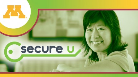 Woman smiling with a green Secure U logo overlaid